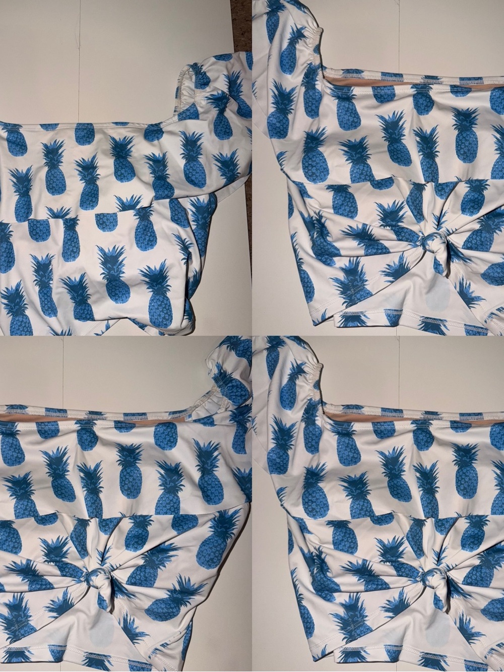 Kortni Jeane Blue Pineapple Knot Front Crop Top